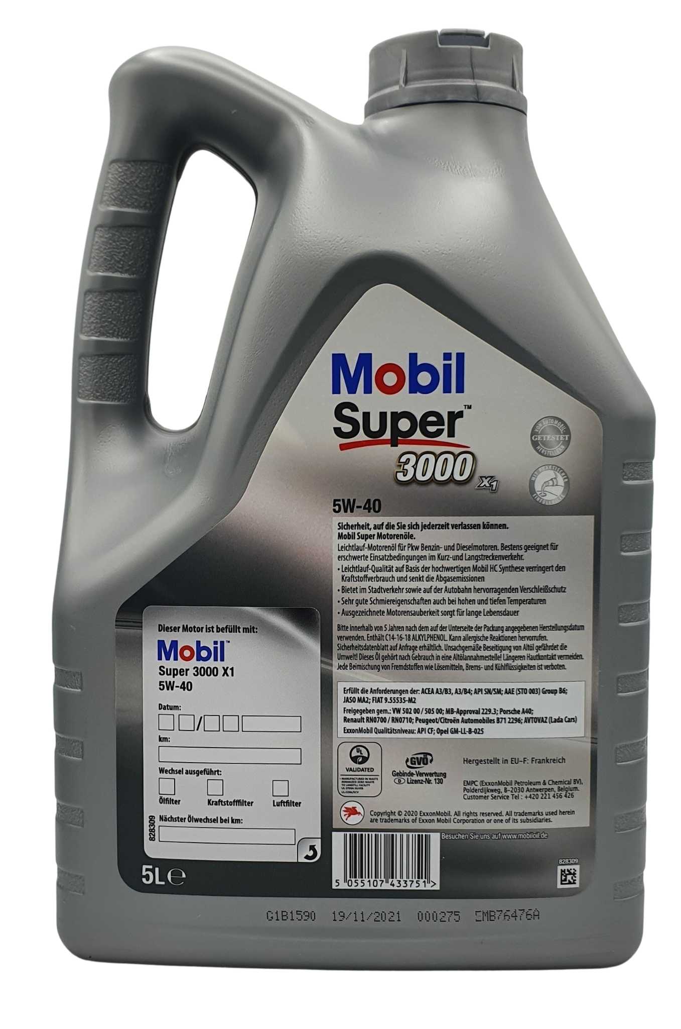 Mobil Super 3000 X1 5W-40 5 Liter